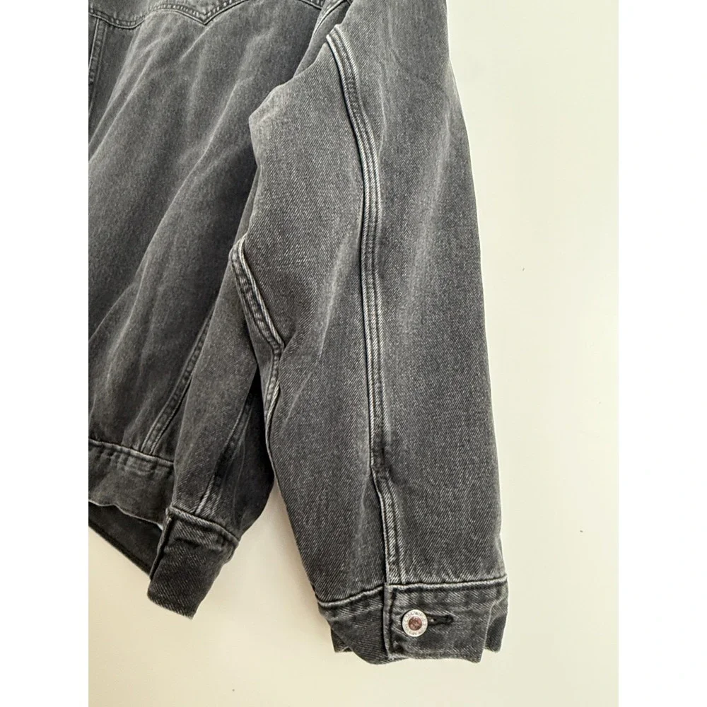 VTG 90s Levis SilverTab Mens Loose Fit Denim Trucker Jacket Washed Black XL